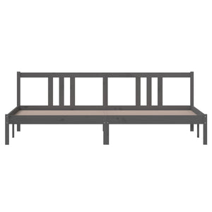 Sängram grå massiv furu 200x200 cm