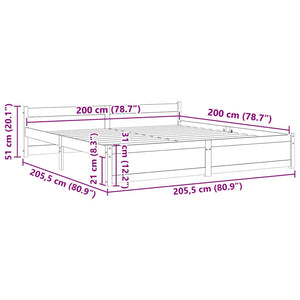 Sängram utan madrass massivt trä 200x200cm