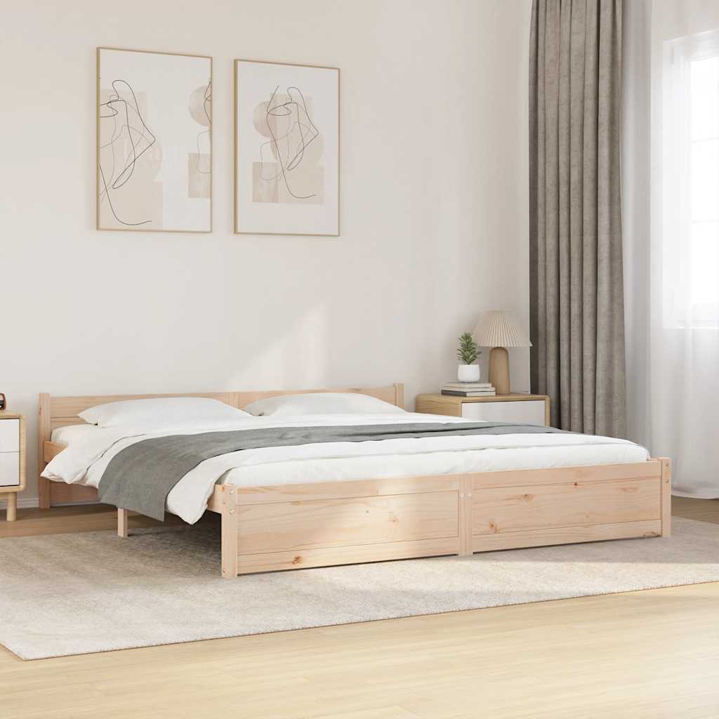 Sängram utan madrass massivt trä 200x200cm