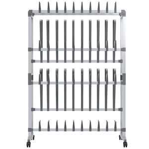 Skohylla med hjul silver 89x27x120 cm