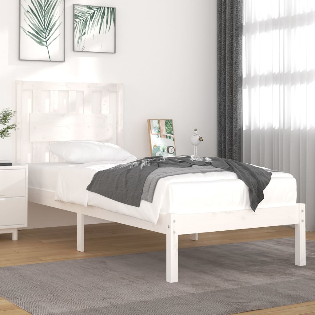Sängram vit massiv furu 90x190 cm