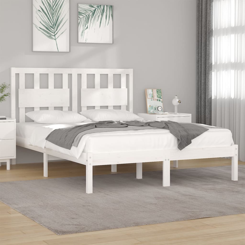 Sängram vit massiv furu 135x190 cm