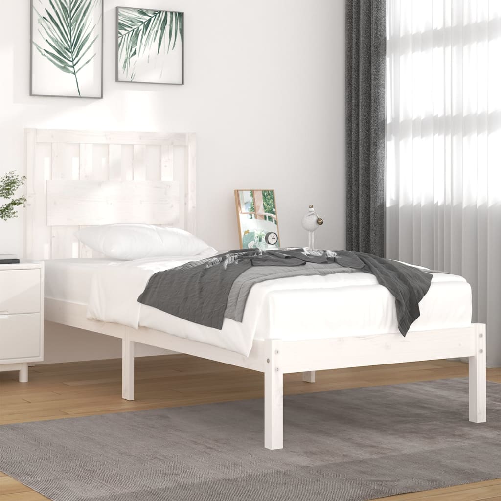 Sängram vit massiv furu 90x200 cm
