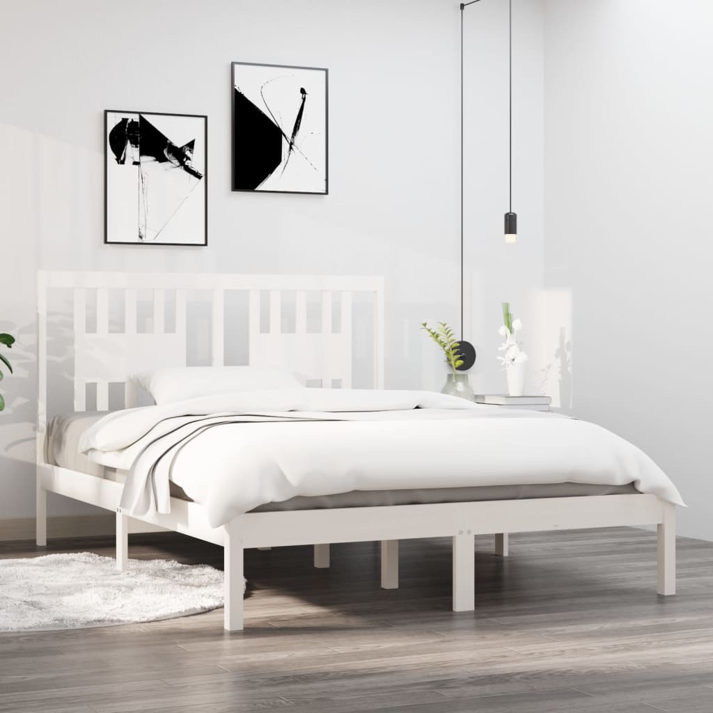 Sängram vit massiv furu 140x190 cm