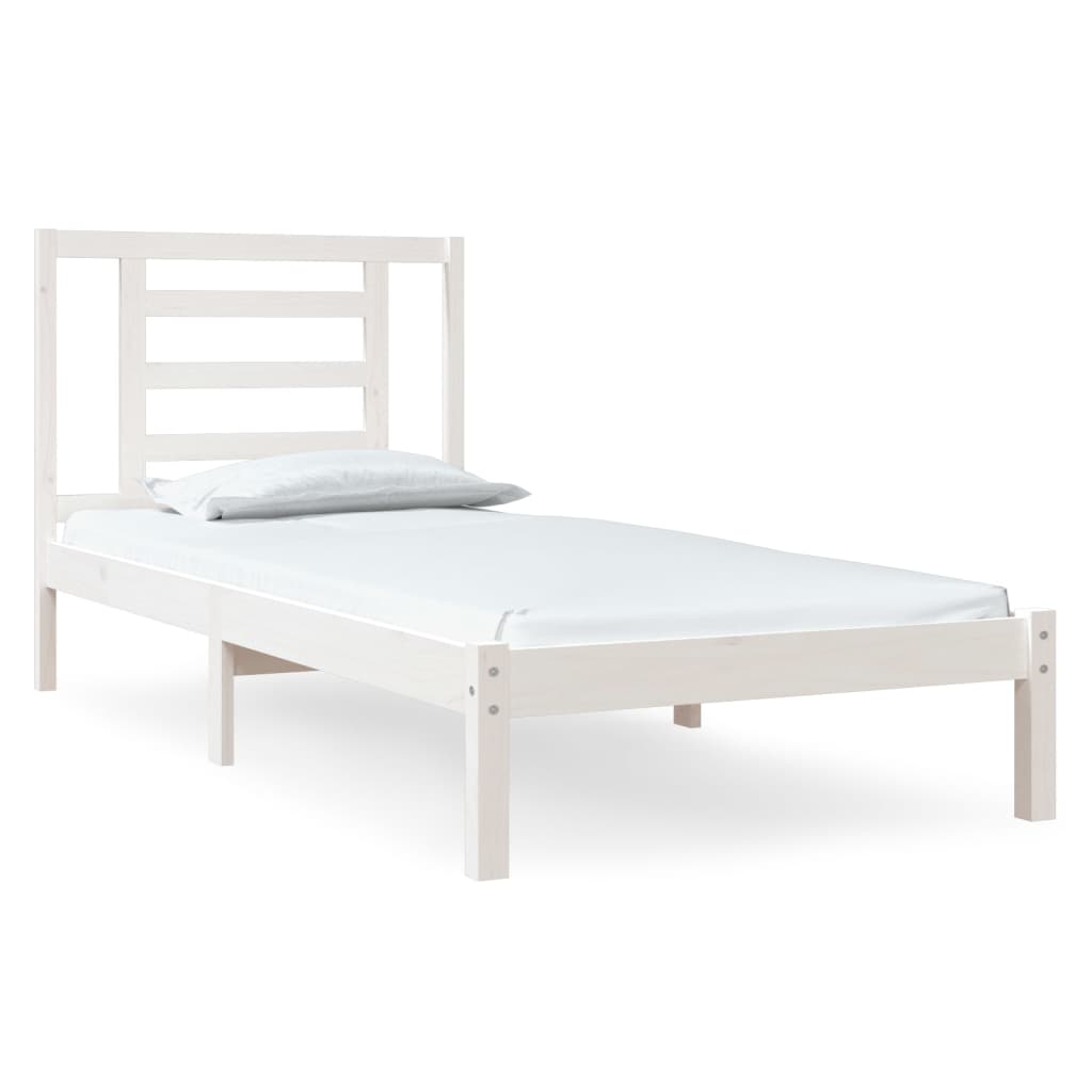 Sängram utan madrass vit 90x190 cm massiv furu