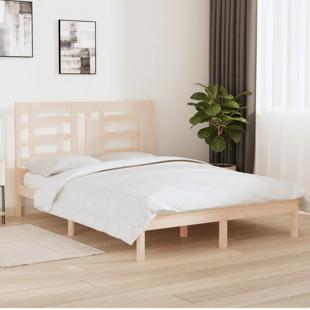 Sängram utan madrass 150x200 cm massiv furu