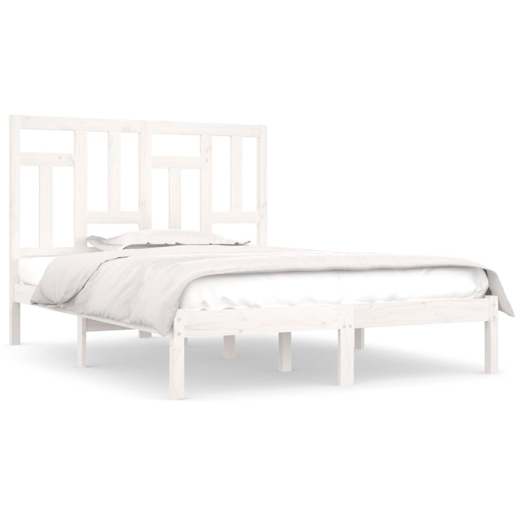Sängram utan madrass vit 140x200 cm massiv furu