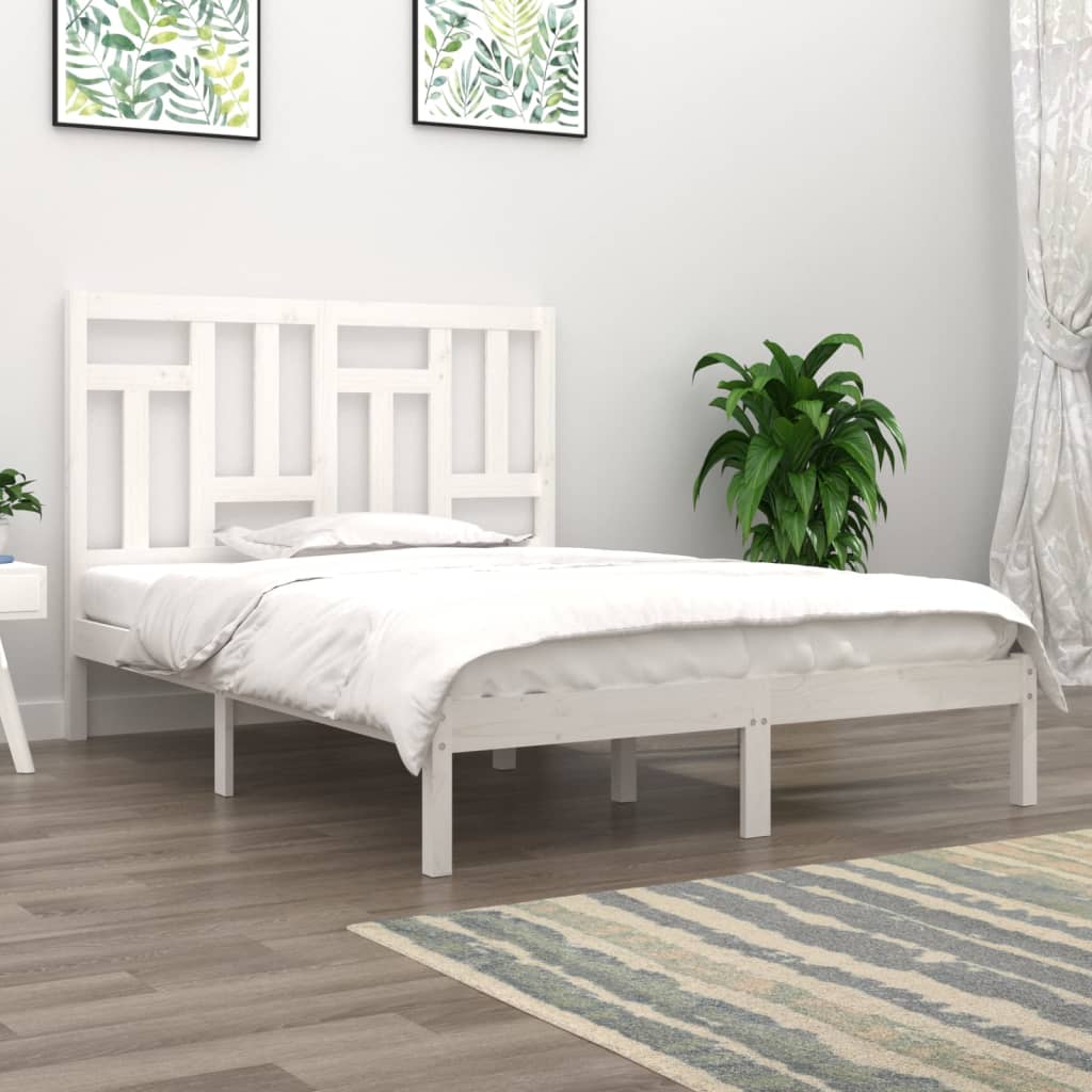 Sängram utan madrass vit 140x200 cm massiv furu