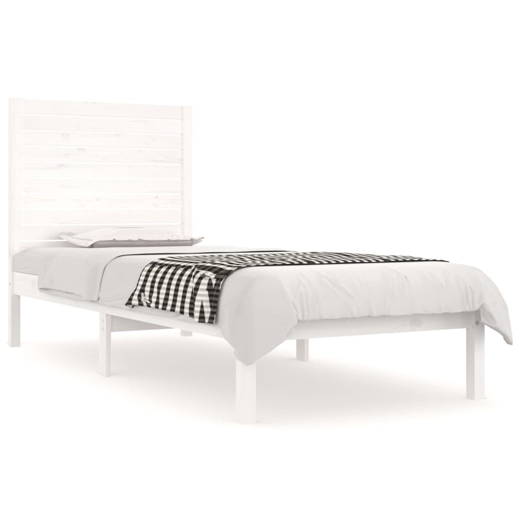 Sängram vit massivt trä 75x190 cm