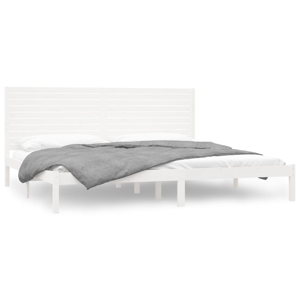 Sängram vit massivt trä 200x200 cm