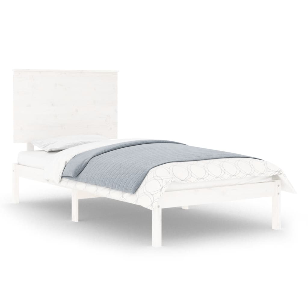 Sängram utan madrass vit 90x200 cm massiv furu