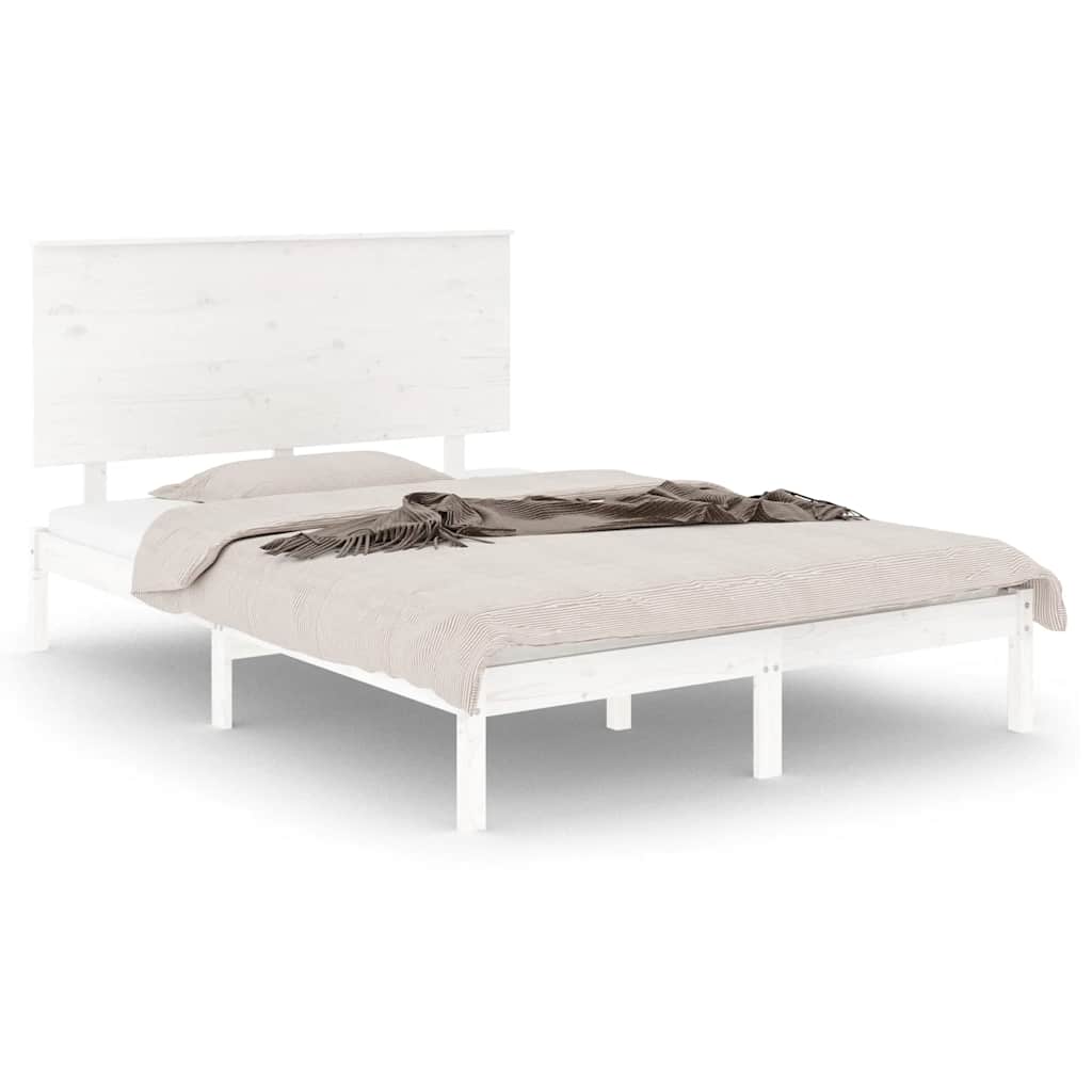 Sängram utan madrass vit 140x200 cm massiv furu