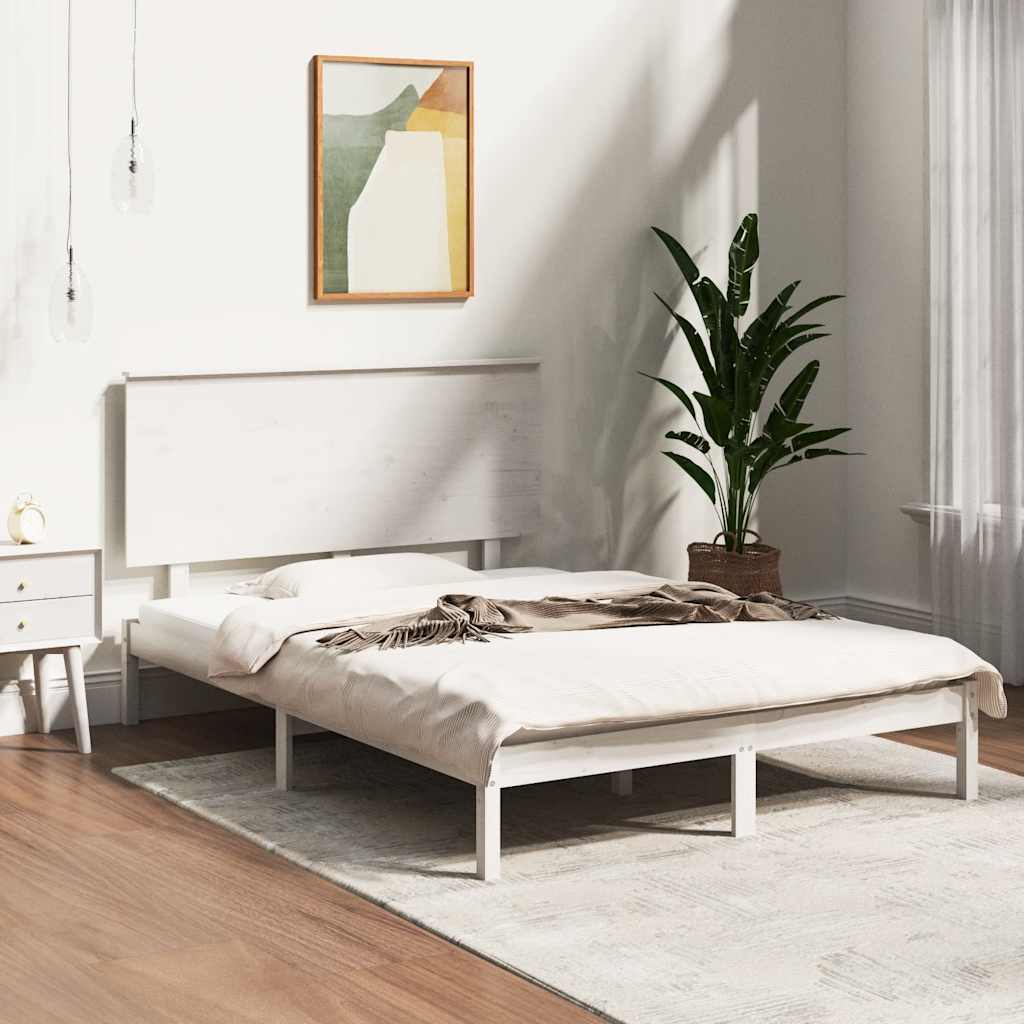 Sängram utan madrass vit 140x200 cm massiv furu