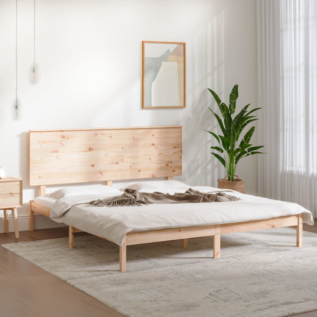 Sängram utan madrass 200x200 cm massiv furu