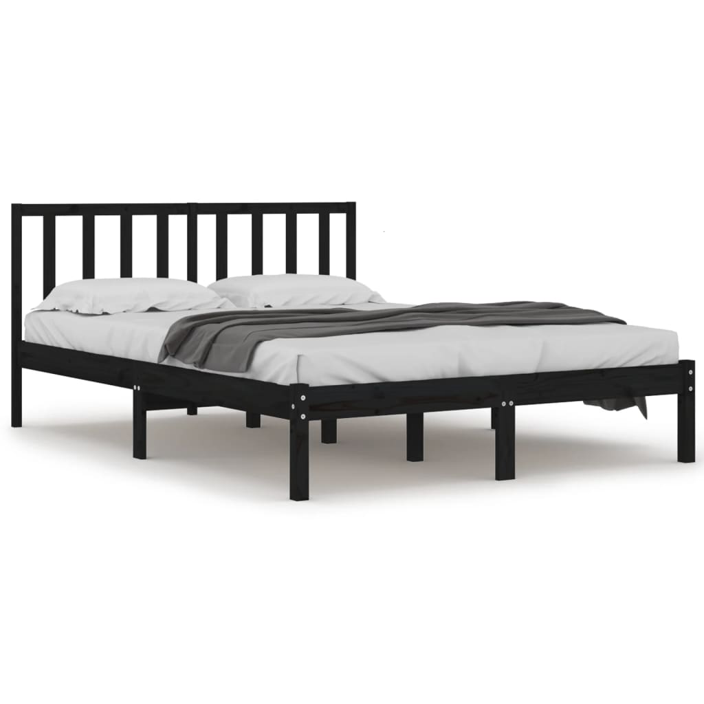 Sängram svart massiv furu 140x190 cm