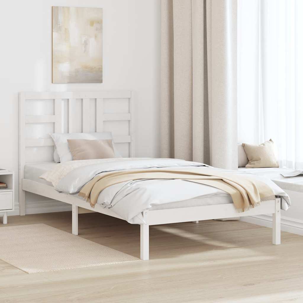 Sängram vit massivt trä 100x200 cm