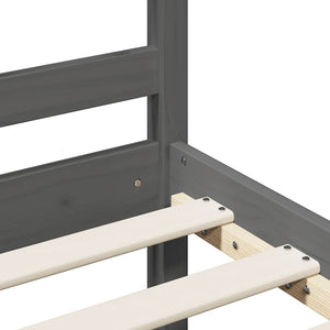 Sängram grå massivt trä 200x200 cm