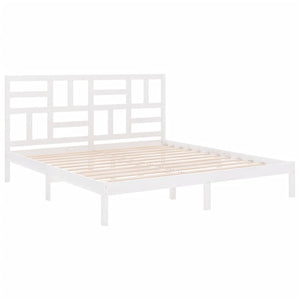 Sängram vit massivt trä 200x200 cm