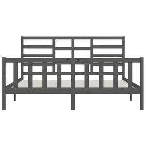 Sängram grå massiv furu 200x200 cm