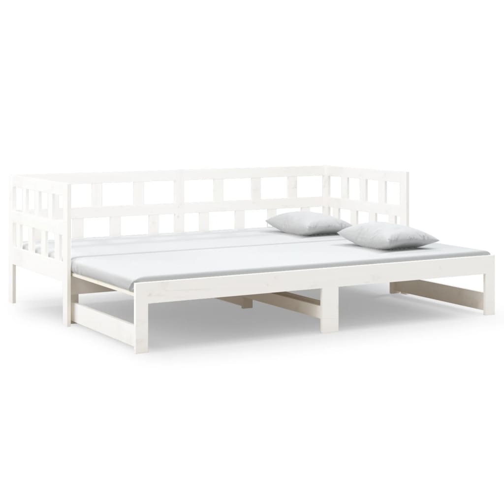 Dagbädd utdragbar vit massiv furu 2x(90x200) cm