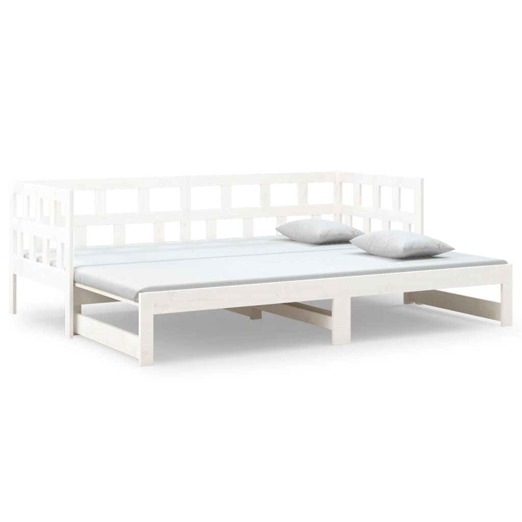 Bäddsoffa vit massiv furu 2x(90x200) cm