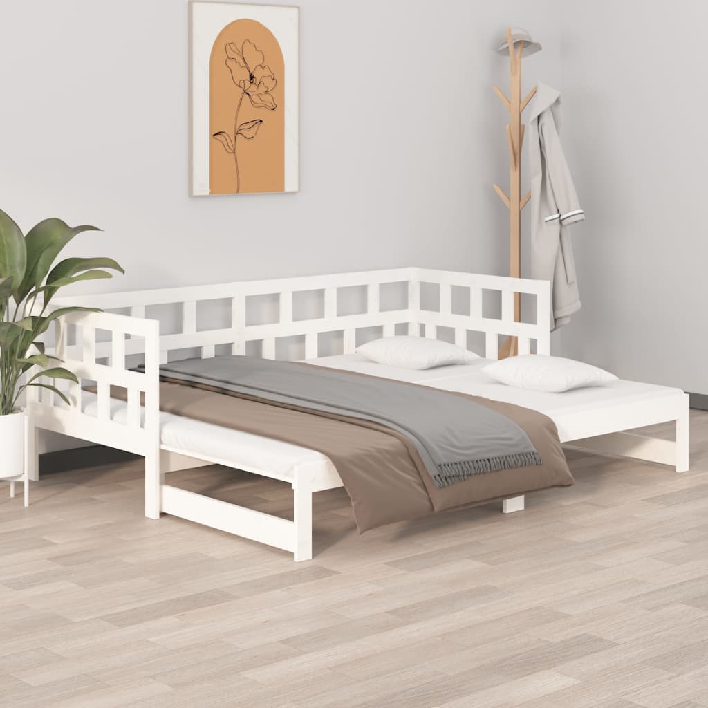 Bäddsoffa vit massiv furu 2x(90x200) cm