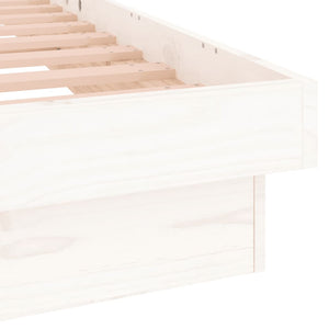 Sängram LED vit 160x200 cm massivt trä