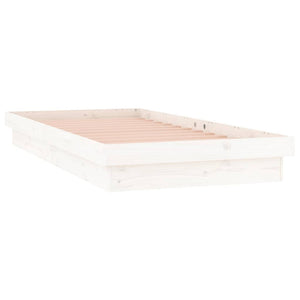 Sängram LED vit 75x190 cm massivt trä