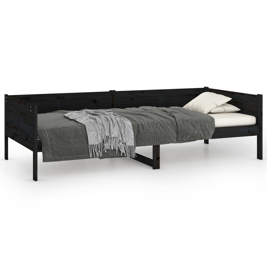 Dagbädd svart massiv furu 90x190 cm