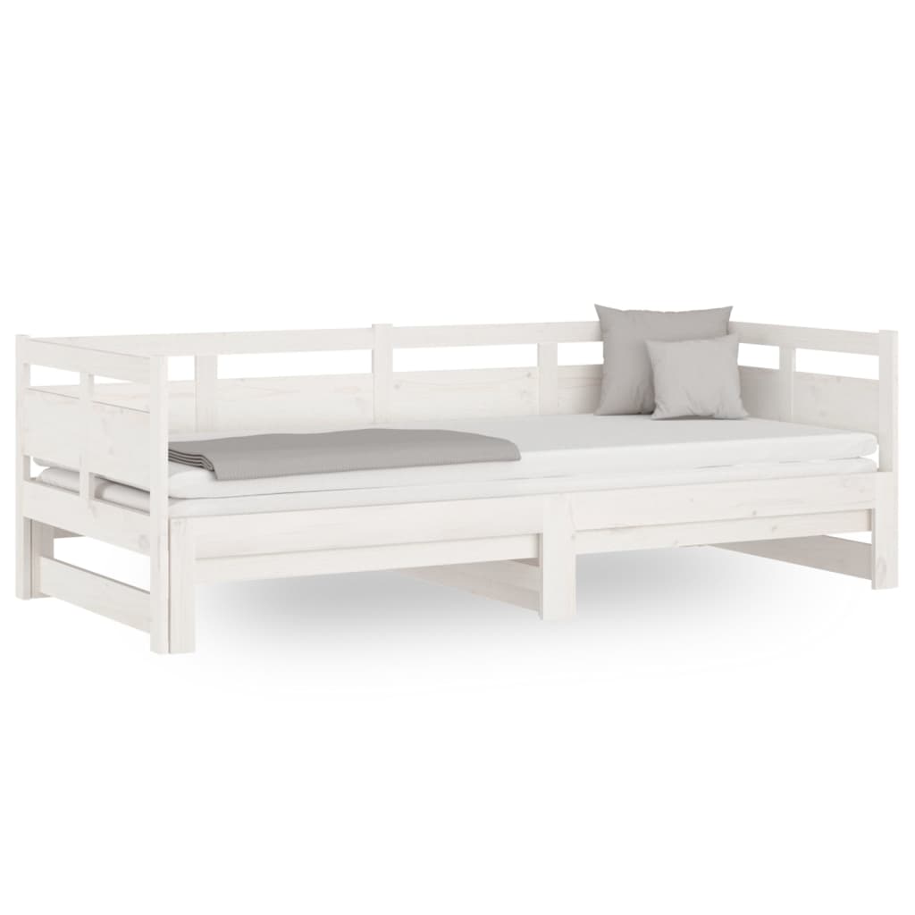 Bäddsoffa vit massiv furu 2x(80x200) cm