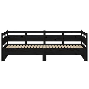 Bäddsoffa svart massiv furu 2x(90x190) cm