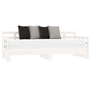 Bäddsoffa vit massiv furu 2x(80x200) cm