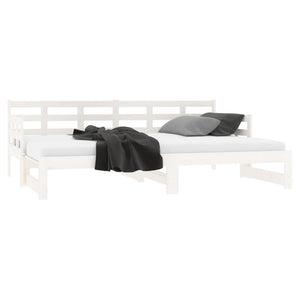 Bäddsoffa vit massiv furu 2x(80x200) cm