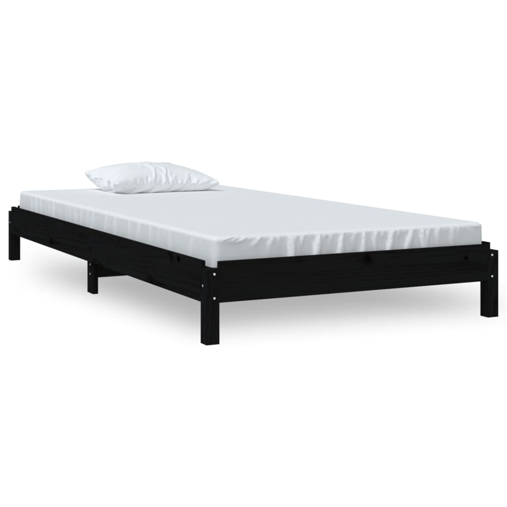 Stapelbar säng svart 75x190 cm massivt furuträ
