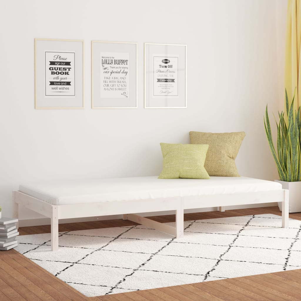 Dagbädd 90x190 cm massiv furu vit