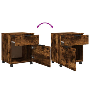 Dokumentskåp med hjul Rökfärgad ek 45x38x54 cm konstruerat trä