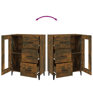 Skänk rökfärgad ek 69,5x34x90 cm konstruerat trä