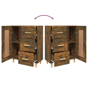 Skåp rökfärgad ek 69,5x34x90 cm konstruerat trä