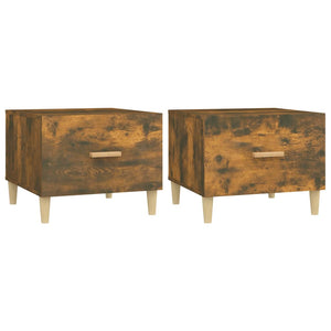 Soffbord 2 st rökfärgad ek 50x50x40 cm konstruerat trä