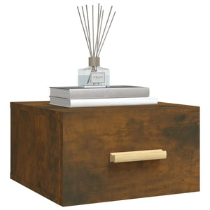 Väggmonterat sängbord 2 st rökfärgad ek 35x35x20 cm