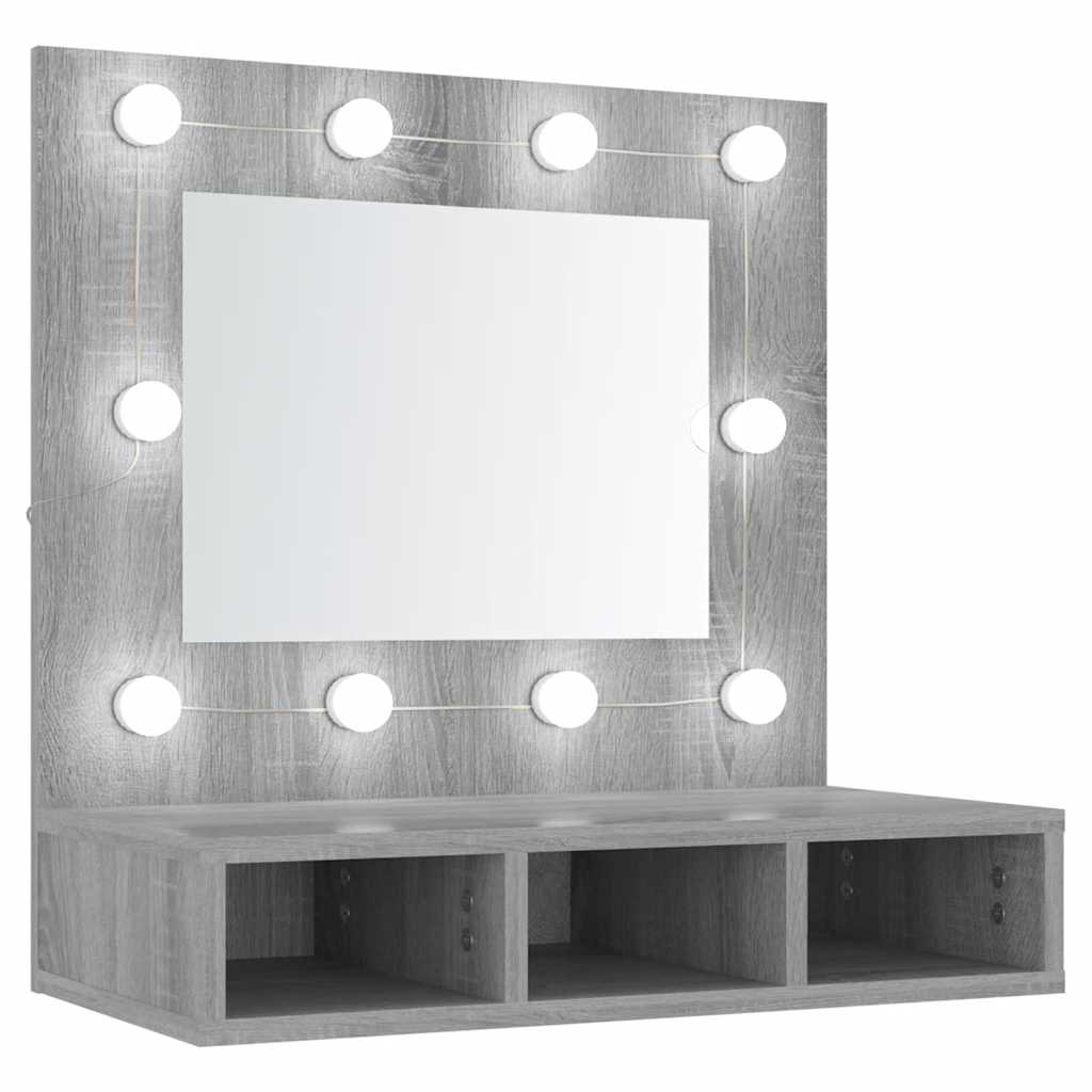 Spegelskåp med LED grå sonoma 60x31,5x62 cm