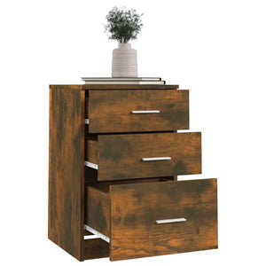 Sängbord rökfärgad ek 40x40x63 cm konstruerat trä