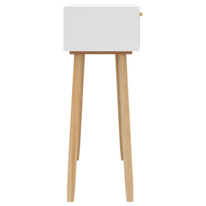 Konsolbord vit 80x30x75 cm massiv furu och naturlig rotting