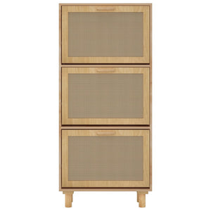 Skoskåp Brun 52x25x115 cm konstruerat trä & naturlig rotting