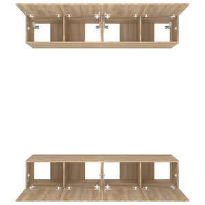 Tv-skåp 4 delar sonoma-ek 80x30x30 cm konstruerat trä