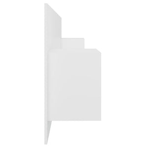 Sänggavel med lådor vit konstruerat trä