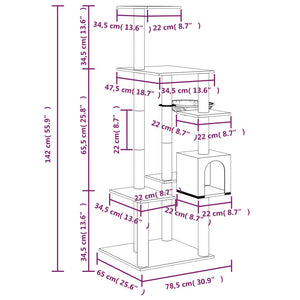 Katträd med klöspelare sisal gräddvit 142 cm