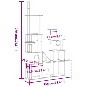 Katträd med klöspelare sisal gräddvit 279 cm