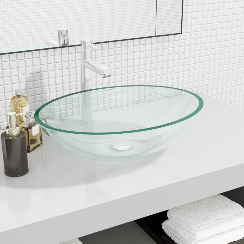 Handfat glas 50x37x14 cm transparent