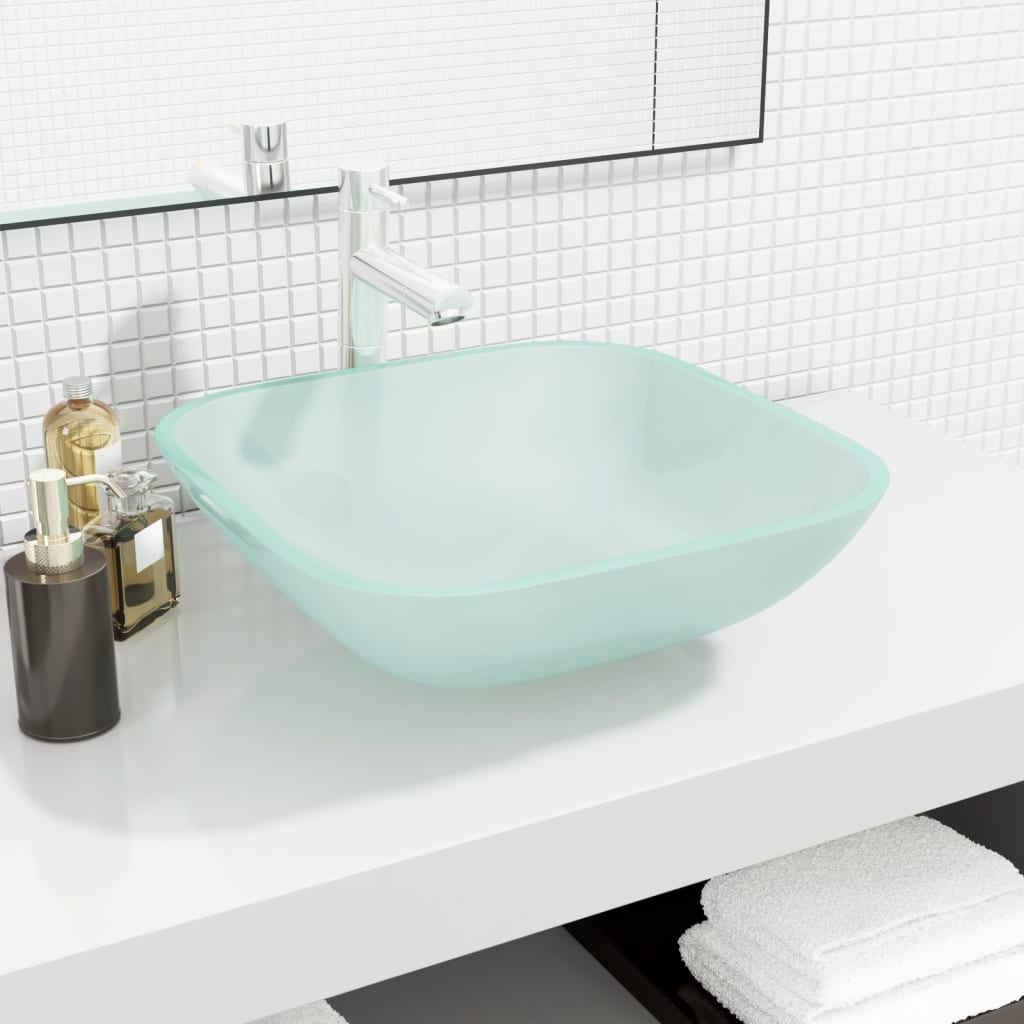 Handfat glas 42x42x14 cm frostat